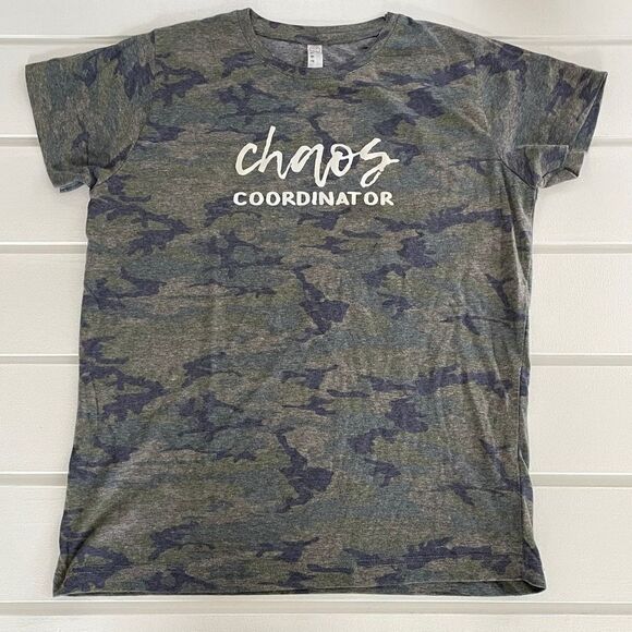 L.A.T Live And Tell Women's Green Camo Chaos Coordinator Graphic Tee Large - Picture 2 of 6